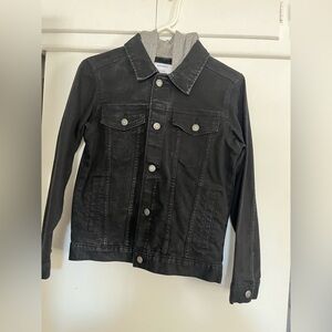 Old Navy Black Jacket with Gray Hood BOYS